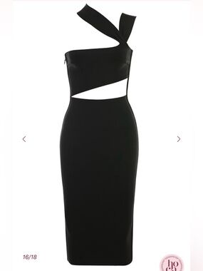 House of CB Aina Black Cutout Midi Dress Size S 🖤